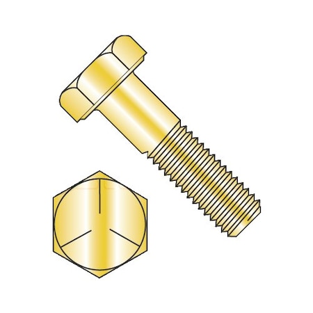 Grade 5, 1/2-13 Hex Head Cap Screw, Cadmium Yellow Steel, 1-1/2 In L, 300 PK